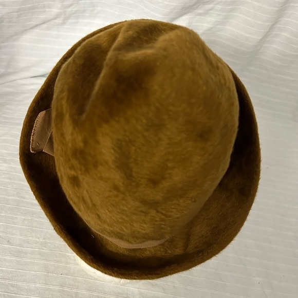 Vtg Emme Boutique BUCKET Pixie Twiggy Camel Faux Fur Hat Mod Italy women’s 60’s main image 7